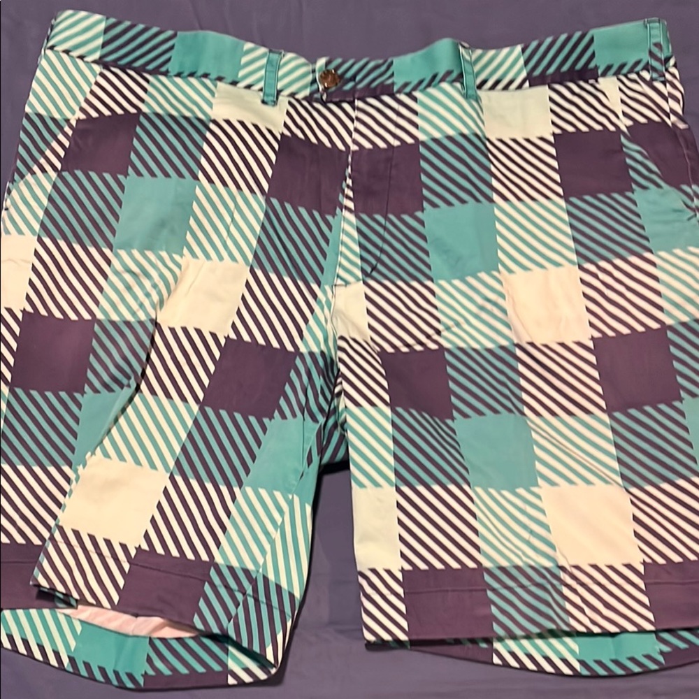 Loudmouth Blue and White Shorts Dynamic Plaid Design - Picture 1 of 6